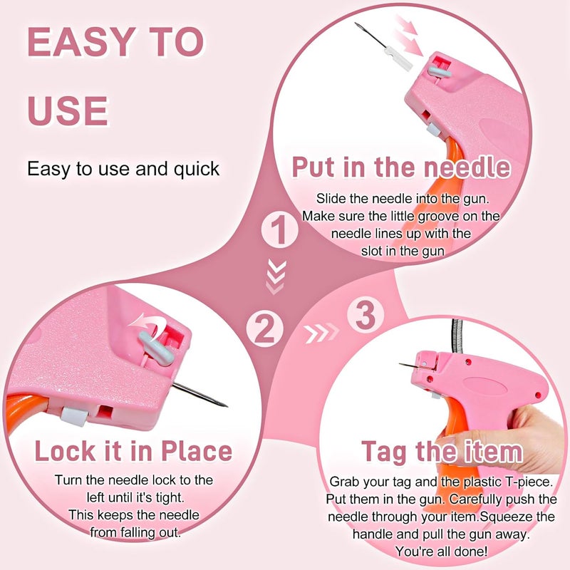 TANKITIAL Stitch Gun for Clothes， Handheld Stitch Gun Quick Clothing Fixer，Sewing Kit Includes 1,000 Black Fasteners & 1,000 White Fasteners & 6 Needles (Pink-orange) - Image 4